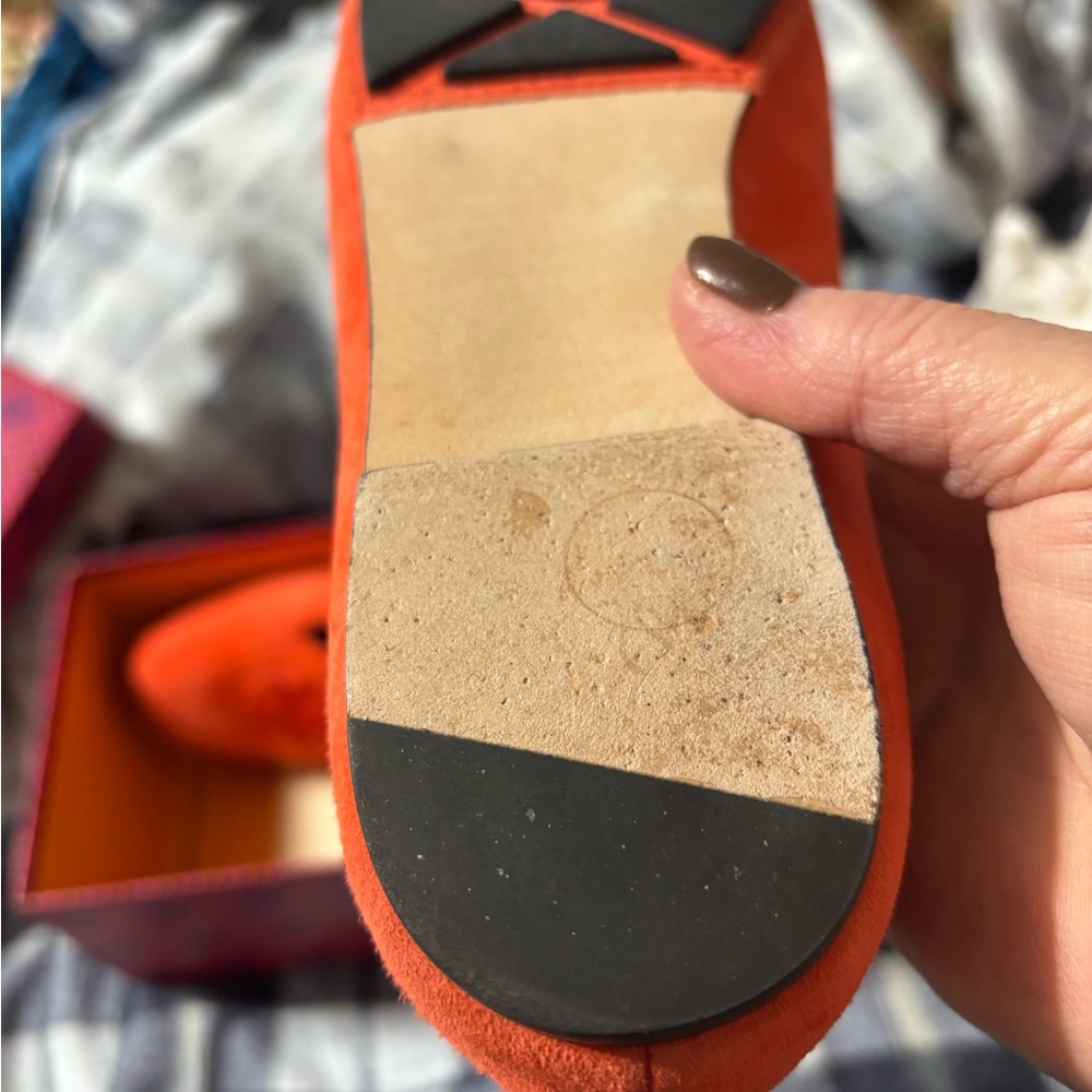 Tory Burch Poppy Red Kid Suede Flats - Picture 5 of 5